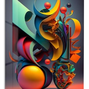 Colorful Geometric Balance – Premium Metal Wall Art