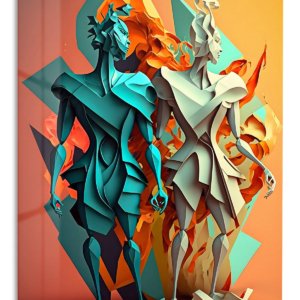 Fragmented Figures in Motion – Premium Metal Wall Art