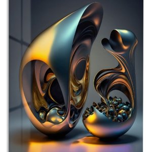 Black Gold Fluid Sculptures – Premium Metal Wall Art