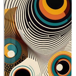 Retro Optical Circle Waves – Premium Metal Wall Art