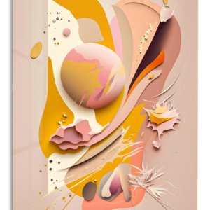 Sculpted Saffron Reverie – Premium Metal Wall Art