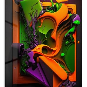 Neon Fluid Geometry – Premium Metal Wall Art