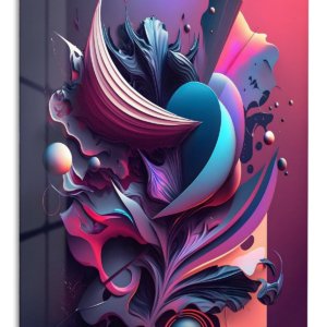 Neon Biomorphic Flow – Premium Metal Wall Art