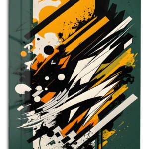 Amber Velocity Fragments – Premium Metal Wall Art
