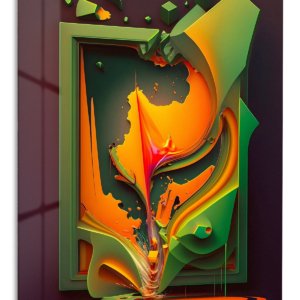 Emerald and Amber Flow – Premium Metal Wall Art