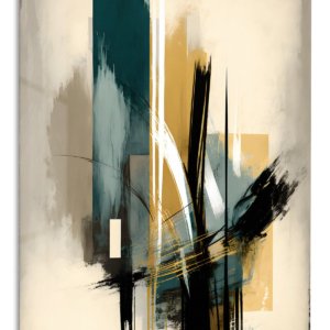 Teal and Gold Vertical Rhythm – Premium Metal Wall Art