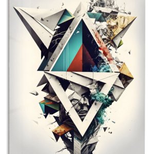 Fragmented Teal Portrait – Premium Metal Wall Art