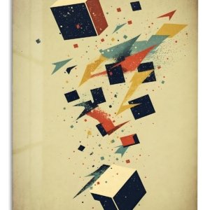 Floating Cubes and Color Arrows – Premium Metal Wall Art