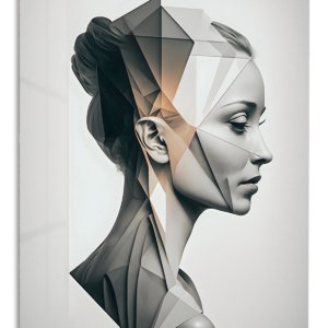 Faceted Portrait in Profile – Premium Metal Wall Art