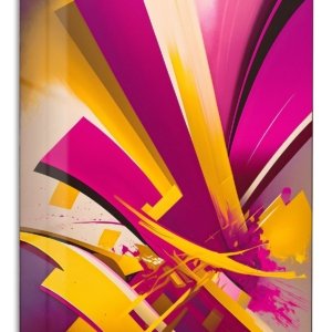 Magenta Gold Vector Surge – Premium Metal Wall Art