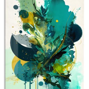 Teal Botanical Energy – Premium Metal Wall Art