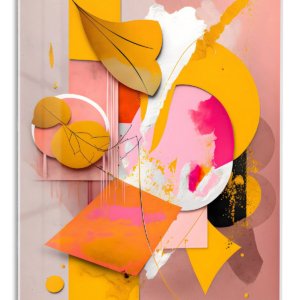 Coral Orbit Geometry – Premium Metal Wall Art