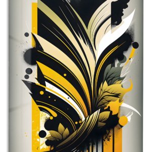Golden Botanical Silhouette – Premium Metal Wall Art