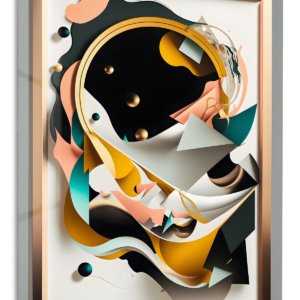 Golden Orbit Abstract Relief – Premium Metal Wall Art