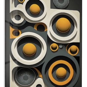Amber Orbit Relief – Premium Metal Wall Art