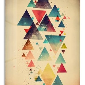 Colorful Floating Triangles – Premium Metal Wall Art