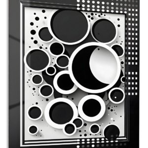 Monochrome Orbit Relief – Premium Metal Wall Art