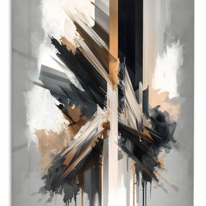 Gilded Vertical Fracture – Premium Metal Wall Art