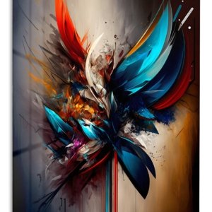 Crimson and Cyan Fracture – Premium Metal Wall Art