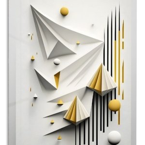 Golden Geometry in Relief – Premium Metal Wall Art