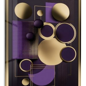 Gilded Violet Geometry – Premium Metal Wall Art