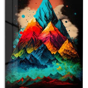 Chromatic Mountain Realm – Premium Metal Wall Art