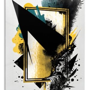 Gold Frame Abstract Collision – Premium Metal Wall Art