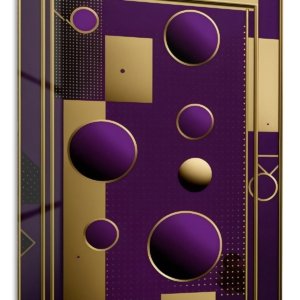 Gilded Violet Orb Geometry – Premium Metal Wall Art