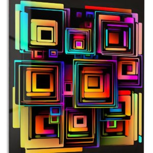 Neon Nested Squares – Premium Metal Wall Art