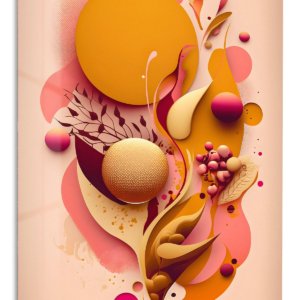 Amber Botanical Orbit – Premium Metal Wall Art