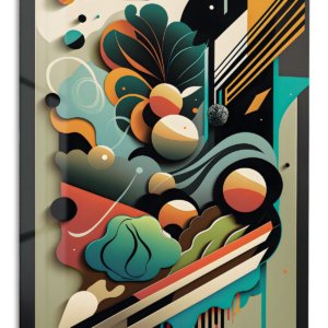 Layered Geometric Botanical Rhythm – Premium Metal Wall Art