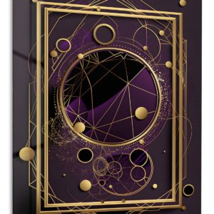 Gilded Orbital Geometry – Premium Metal Wall Art