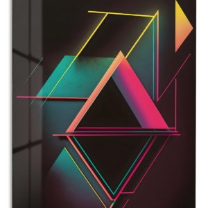 Neon Prism Geometry – Premium Metal Wall Art