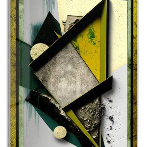 Obsidian Angles in Ochre – Premium Metal Wall Art