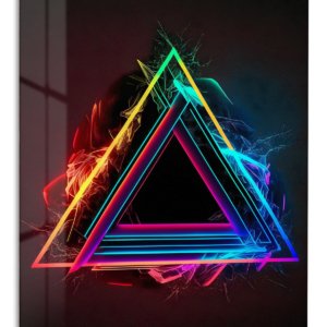 Neon Prism Triangle – Premium Metal Wall Art