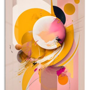 Orbiting Saffron Forms – Premium Metal Wall Art