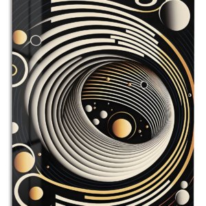 Golden Orbital Spiral – Premium Metal Wall Art