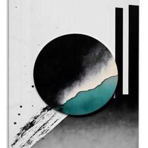 Teal Eclipse Geometry – Premium Metal Wall Art