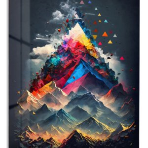 Prismatic Mountain Ascent – Premium Metal Wall Art
