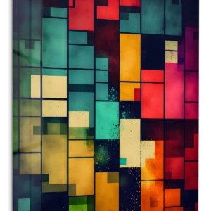 Chromatic Grid – Premium Metal Wall Art