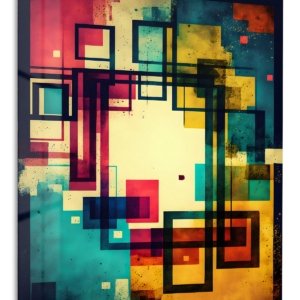 Chromatic Grid Echoes – Premium Metal Wall Art