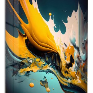 Amber Current Abstract – Premium Metal Wall Art