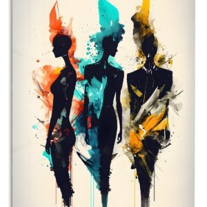 Three Figures in Color – Premium Metal Wall Art