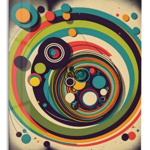 Orbiting Color Vortex – Premium Metal Wall Art