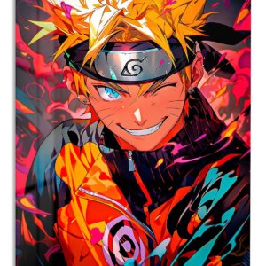 Fiery Ninja Hero Portrait – Premium Metal Wall Art