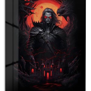 Crimson Shadow Warrior – Premium Metal Wall Art