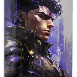 Violet Futuristic Warrior – Premium Metal Wall Art