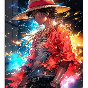 Cosmic Straw Hat Adventurer – Premium Metal Wall Art
