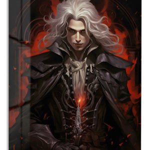 Crimson Gothic Swordsman – Premium Metal Wall Art