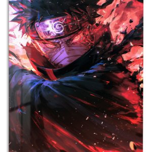 Crimson Masked Ninja – Premium Metal Wall Art